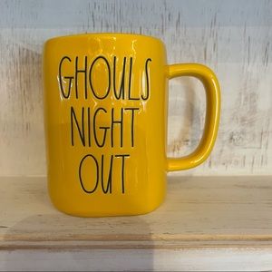 Rae Dunn GHOULS NIGHT OUT Yellow Mug Halloween NWT